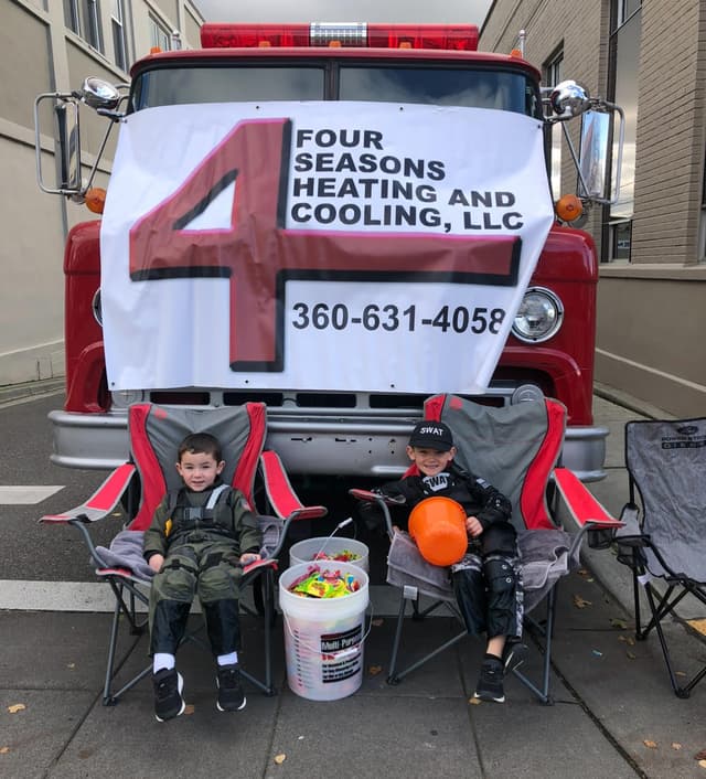 Four seasons heating and cooling trunk or treat